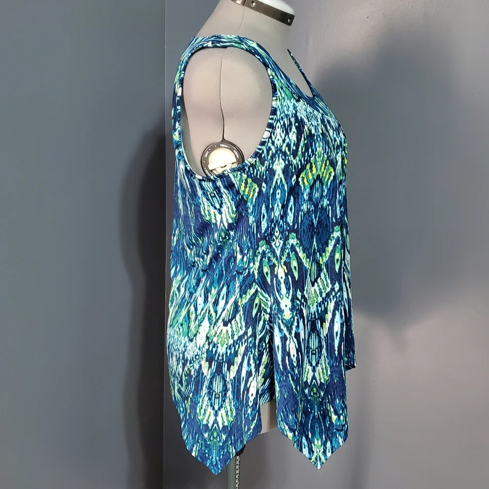 New Directions Vibrant Blue and Green Women's Wicking Tank Top Size M - Picture 4 of 5